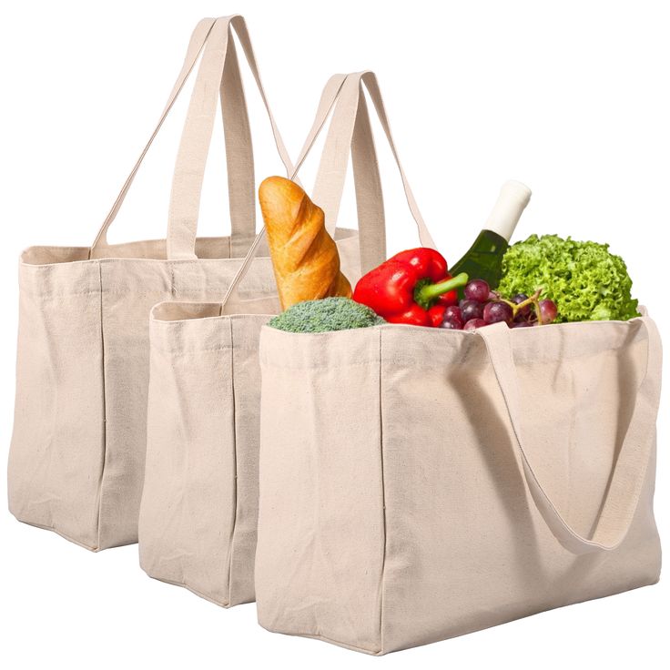 3Pcs Large Capacity Canvas Shopping Bag Eco-Friendly Durable Reusable Grocery Tote Bag DIY Shoulder