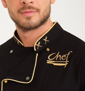 Black Gold embroidery Chef Lycra Cook Jacket