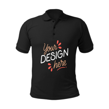 black customizable polo shirt mockup template for screen printing or embroidered uniform design.